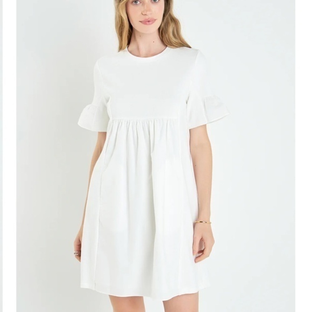 English Factory Mini Dress Cotton Terry In White Color womens size Medium